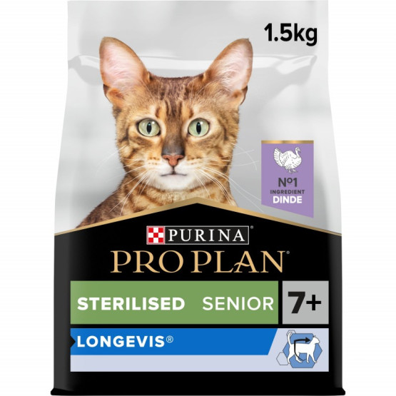 Pro plan Cat Sterilised Senior 7+ Longevis Dinde - www.placedesvetos.fr